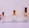 Botella de Perfume de vidrio transparente, atomizador de Color dorado y plateado, botella pulverizadora de alta calidad con fondo grueso y gran capacidad, 2021 ml, 100
