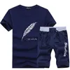 Fashion Shorts Set Män Tracksuit Sommarutskriftskostnad 2 stycken Fitness Sportkläder + Strand Shorts s Casual T-shirts Male 4xl 210806