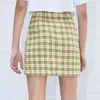 Fordiol plaid cut cara women summer beach slit high waist zipper vintage chic retro spring mini skirt 210415