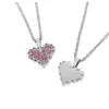 Origineel tij merk roze perzik hart diamant hanger ketting harajuku titanium stalen jump di net rode paar accessoires