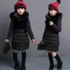 冬の女の子のジャケットファッションの毛皮の襟の子供のアウターウェアコート服ロングデザイン幼児子供のダウンパーカー210508