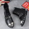 Stiefel Hairstylist Rivet Herren Britisch Martin High Top Motorrad Middle Tube Iron Toe Short Zapatos Hombre B34 610 102