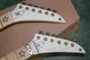 Rare White Kramer RS 6 Stings 6String Double Neck Electric Guitar Floyd Rose Tremolo Bridge Locking Nut Star Inlay Gold hard4937930