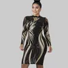 Casual Dresses 5XL Plus Size Sequined Party Dress Women Summer Long Sleeve Midi Mesh See Through Night Clubwear Sexy