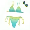 Maillots de bain pour femmes 2021 Gradient Color Three-color Option Bikini Set String Noué Dos Creux Cover Up Taille Basse Sexy Beachwear Maillots de Bain