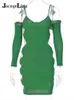 Jacuqeline 2022 Sexy вырезать вязаное платье для женщин с длинным рукавом 2 шт набор весна Bodycon мини-платья Y2K модный клуб Y220304