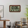 Zegar ścienny Timers z wilgotnością temperatury wewnętrznej Pełny kalendarz Duża data wyświetlania Tydzień Bamboo/Ciemne ziarno