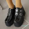 Klänning Skor Kvinnor Pumpar Höst Casual Girl Platform 2021 Punk Rivet Solid Color Ankel Spänne Cool Slip On Tjock High Heels Kvinna Sko 8440