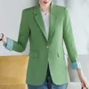 Fashion Casual Blazer Frau Frühling Slim Wild Long Sleeve Jacket Office Ladies Professional Fruit Green Work Coat 210604