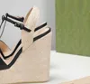 Cuñas de marca de lujo para mujer y sandalias con plataforma de agua, correa en el tobillo, tacón súper alto, zapatos de boda de cuero de vaca de 13CM, talla 35-41