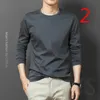 Fall Men's Fashion Cotton Long Sleeve T-Shirt Bottoming Shirt Basic Top 210420