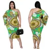 Robe pour femme grande taille européenne et américaine impression numérique robes sexy à une manche