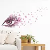 Wall Stickers Beautiful Eyelash Flowers Butterfly For Kids Room Bedroom Decoration Girls Decals Creative Art Pvc Poster