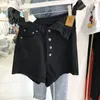 Kvinnors jeans kvinnors shorts sommar 2022 denim fyrbock manschetterad koreansk version h￶g midjep￥se h￶ft kort