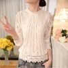 Femmes Casual Dentelle Blouse Femme Vintage À Manches Longues En Mousseline De Soie Dentelle Crochet Chemise Dames Tops Blanc Blusas Vêtements Féminin Blouse 210518