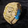 Iced Out Square Men Watch Top Brand Luxury Full Diamond Hip Hop Watch Fashion Unltra Тонкие наручные часы мужские ювелирные изделия 2021224M
