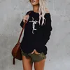 Sexy Off Ramię T Shirt Litery Drukowane Kobiety Moda Casual Autumn O Neck Długie Rękaw Loose T-Shirt Plus Size Bawełniane Pulowers Topy Damskie Tees