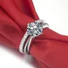 Solid White Gold PLATINUM 1.55CT Echte Diamond Engagement Ring met Wedding Band D Color Vvs1 Blijvend voor altijd