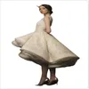 Alto vestido de baixa bala vestidos de noite desgaste krikor jabotian jóias decote sem mangas do joelho comprimento do laço vestidos de baile com lantejas e pérolas