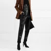 PU Leather High Street Style Spodnie damskie Talia Ruched Asymetryczne Spodnie Kobiet Moda Odzież 210521