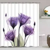 Tulip Lotus Flowers Trees Shower Curtain floral Sets Non-Slip Rugs Toilet Lid Cover and Bath Mat Waterproof Bathroom Curtains 211116