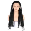 Perruques synthétiques partie tressée boîte tresses perruque cheveux longs noirs 134 dentelle avant pour les femmes Cosplay avec Baby5638993