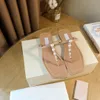 2021 designer de luxe ALAINA Sandales plates en cuir perlé élégantes chaussures carrées de fête pour femmes minimalistes pantoufles d'extérieur