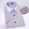 S bis 8XL Mode Sommer große Männer gestreiftes Kleid Hemd Patchwork weißer Kragen Kurzarm Slim Fit bügelfreie Sozialhemden 210708