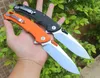 Top quality Flipper Folding Knife 8Cr14Mov Satin Drop Point Blade G10 + Stainless Steel Handle Ball Bearing Fast Open Knives 2 Handles Colors