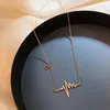 Pendant Necklaces Fashion Electrocardiogram Chain 18K For Women Heartbeat Jewelry Lover Gift