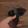 1 pcs Top Quality Karambit Facas AUS-8A Corrosão Padrão Padrão Lâmina Full Tang Black G10 Lidar com Lâminas Fixadas Faca de Garra com Kydex