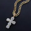 TOPGRILLZ New Big Cross Pendant Necklace Iced Out Micro Pave Cubic Zirconia With 12mm Cuban Chain Mens Hip Hop Fashion Jewelry X0707