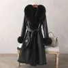 Luxury Long Fur Coat High Quality Thick Warm Feather Coat With Belt Real Image Winter Coat In Stock 210910