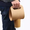 Disposable Kraft Paper Cup Basehållare med handtag Miljövänlig Kaffe Mjölk Te Cups Tray Takeaway Drink Packaging BBA9585