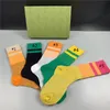 Hot Sell Women Men Socks Accessories High Quality Fashion Breathable Cotton Sock Summer Outdoor Unisex Letter Printing Soft Rainbow Stocking