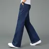 Mäns jeans 60 -tal 70 -talets vintage klocka botten blossade denim byxor retro breda benbyxor smala passform för män217c