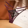 Women's Panties Sexy Criss-Cross Patchwork Female Lace G-String Transparent Hollow Out Pearl Underwear Thong Women Clubwear L223T