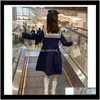 Baby Clothing Baby Maternity Drop Delivery 2021 Dresses 110160 Cm Teenager Girls Longsleeved College Kneelength Style Navy Collar Spring Autu