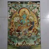 Tibet Budismo Seda Seda Assento Verde Tara Budismo Thangka Pintura Mural. 210811.