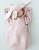 Autumn Romper Bunny Ears Knitted Baby Sleeping Bag Is Stereo born Baby Clothes Baby Romper 210701