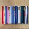 Casos de telefone colorido tampa padrão de arco-íris de silicone líquido para iphone 12 mini 13 pro max 11promax 6 7 8 plus XR XS caso oficial 13mini