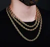 14K Gold Plated Copper Rope Chain 8mm Gold Silver Necklace Lobster Clasps Fashion Hiphop smycken Whos1301878