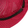 القبعات الصيفية قبعة بنما القبعات الجوف خارج القش للرجال النساء شريط جلدي كبير حافة الشمس شاطئ الجاز قبعة فيدورا