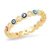 Bohemian Rainbow Evil Eye Rhinestone Filled Gold Rings with Side Stones Vintage Ladies Midi Kunle Finger Ring Jewelry For Women