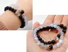 Beaded Strands Couple Distance Bracelet Luxury Crown Set Black Frosted Glitter Stone Charm Men's Birthday Gift Kent22