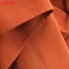 Tangada femmes surdimensionné Orange robe col en V à manches courtes femmes Mini robes Vestidos 1F188 210609