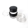 Szklany Jar Cream Container 3ML 5ml Wax Grube Grube Olej Czarny Pokrywa Przenośne zbiornik Przenośne Słoiki Kosmetyczne Opakowanie do samodzielnych pojemników