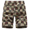 Sommar shorts Men100% Bomull Casual Men Bermuda Masculina Man Straight Plaid Zipper Pants Breeches Tactica 210716
