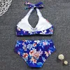 Sexy Push Up Bikini Two Piece Swimsuit Women Halter Floral High Waist Bikini Set Plus Size Brazilian Swimwear Bathing Suit 210407