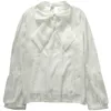 Ezgaga Chemise Femmes Blanc De Mode Arc O-cou Vintage À Manches Longues O-cou Parti Blouse Corée Style Offcie Dame Chemises Élégant 210430